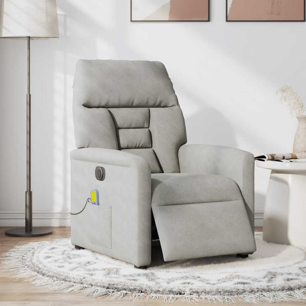 Massagesessel Elektrisch Hellgrau Mikrofasergewebe