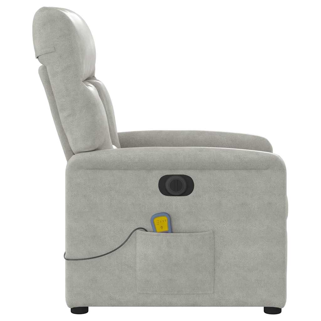 Massagesessel Elektrisch Hellgrau Mikrofasergewebe