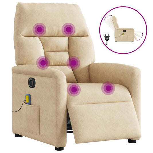 Massagesessel Elektrisch Creme Mikrofasergewebe