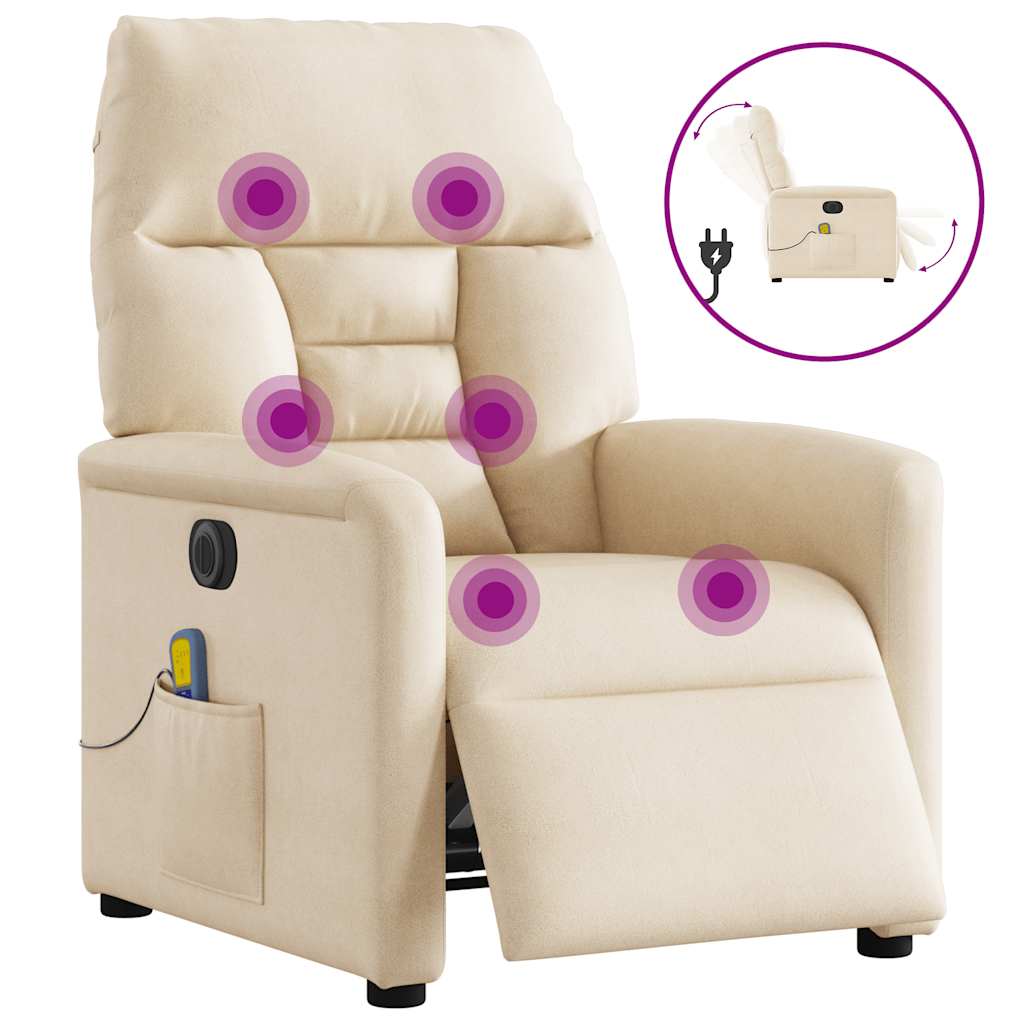 Massagesessel Elektrisch Beige Mikrofasergewebe