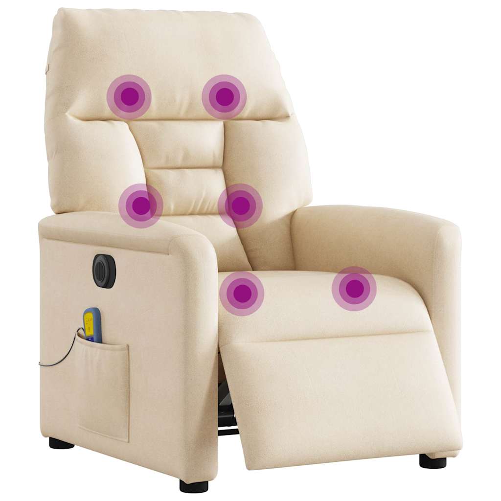 Massagesessel Elektrisch Beige Mikrofasergewebe