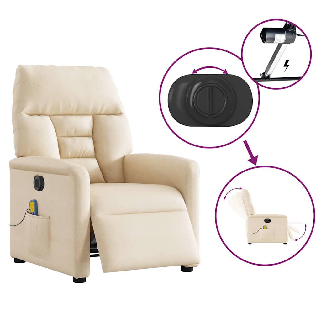 Massagesessel Elektrisch Beige Mikrofasergewebe