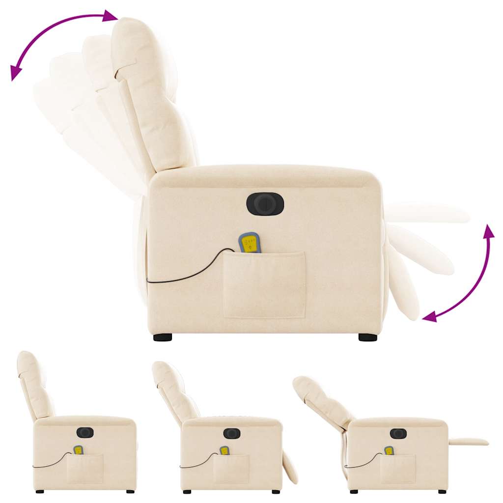 Massagesessel Elektrisch Beige Mikrofasergewebe