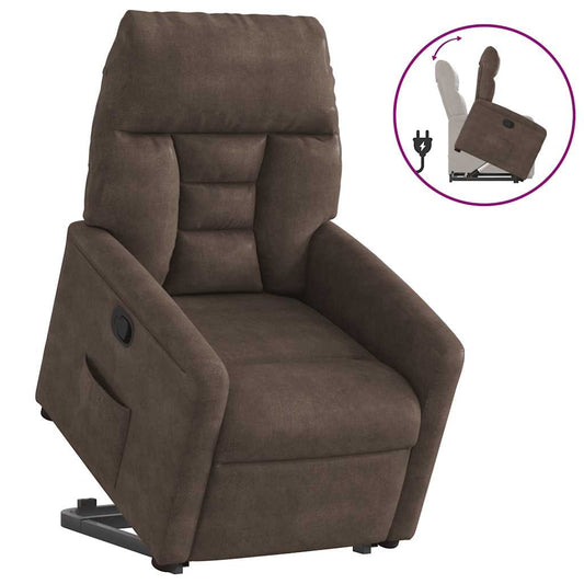 Relaxsessel mit Aufstehhilfe Braun Mikrofasergewebe