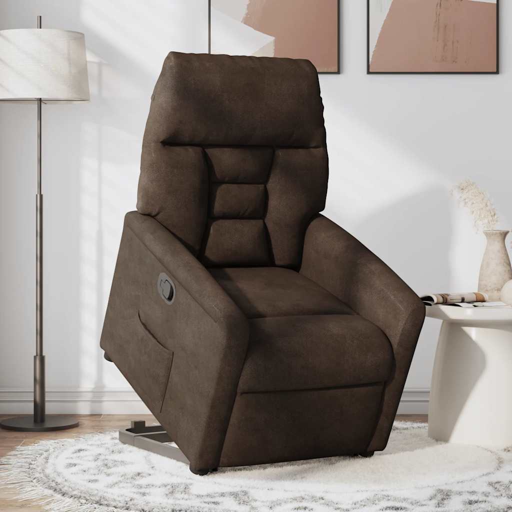 Relaxsessel mit Aufstehhilfe Braun Mikrofasergewebe