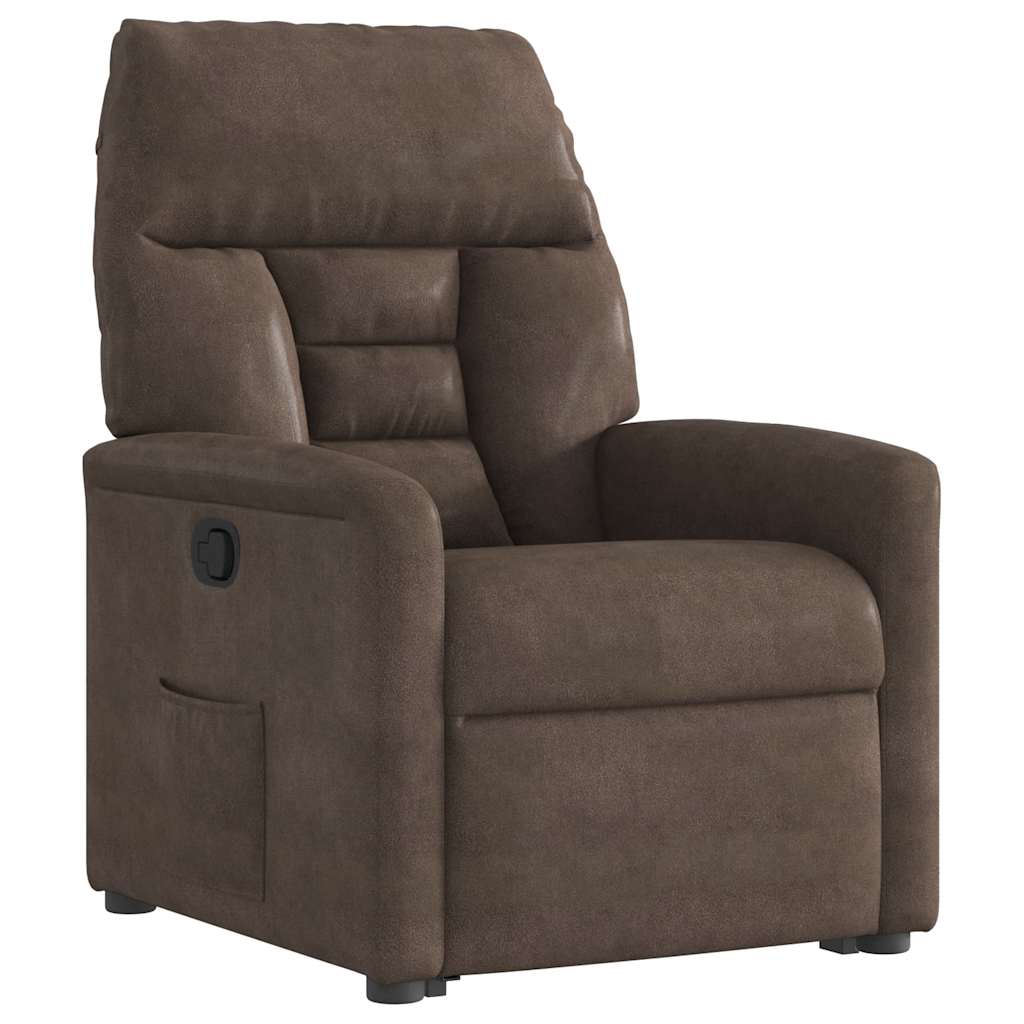 Relaxsessel mit Aufstehhilfe Braun Mikrofasergewebe