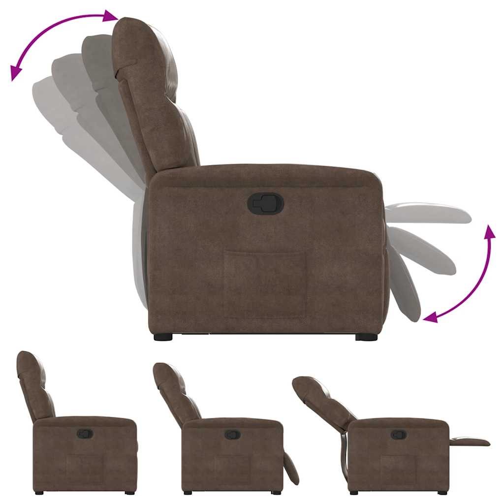 Relaxsessel mit Aufstehhilfe Braun Mikrofasergewebe