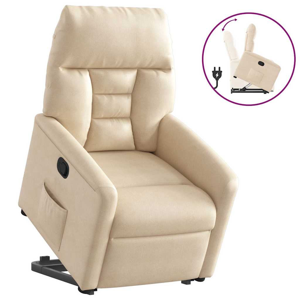 Relaxsessel mit Aufstehhilfe Creme Mikrofasergewebe