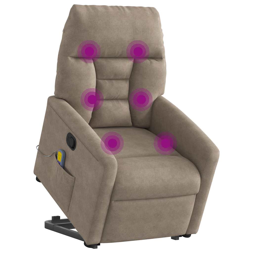 Massagesessel mit Aufstehhilfe Taupe Mikrofasergewebe