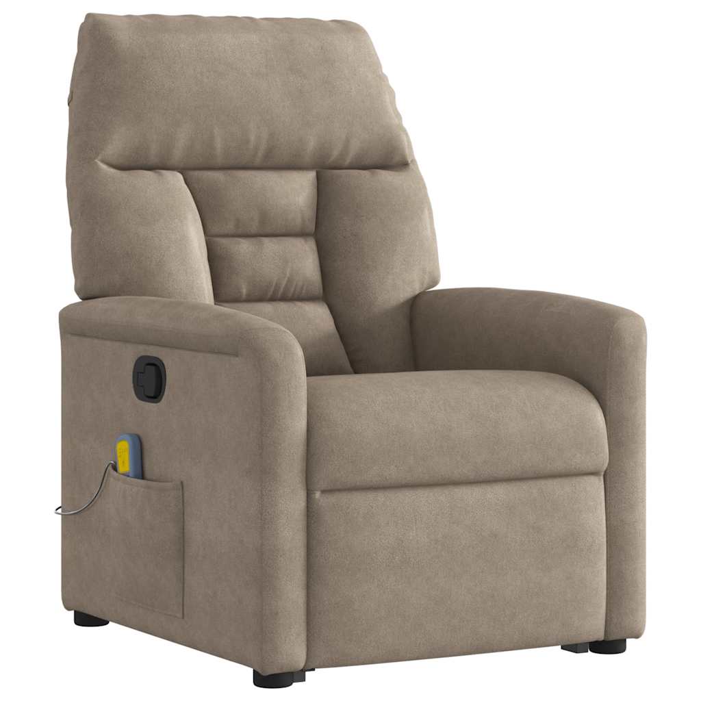 Massagesessel mit Aufstehhilfe Taupe Mikrofasergewebe