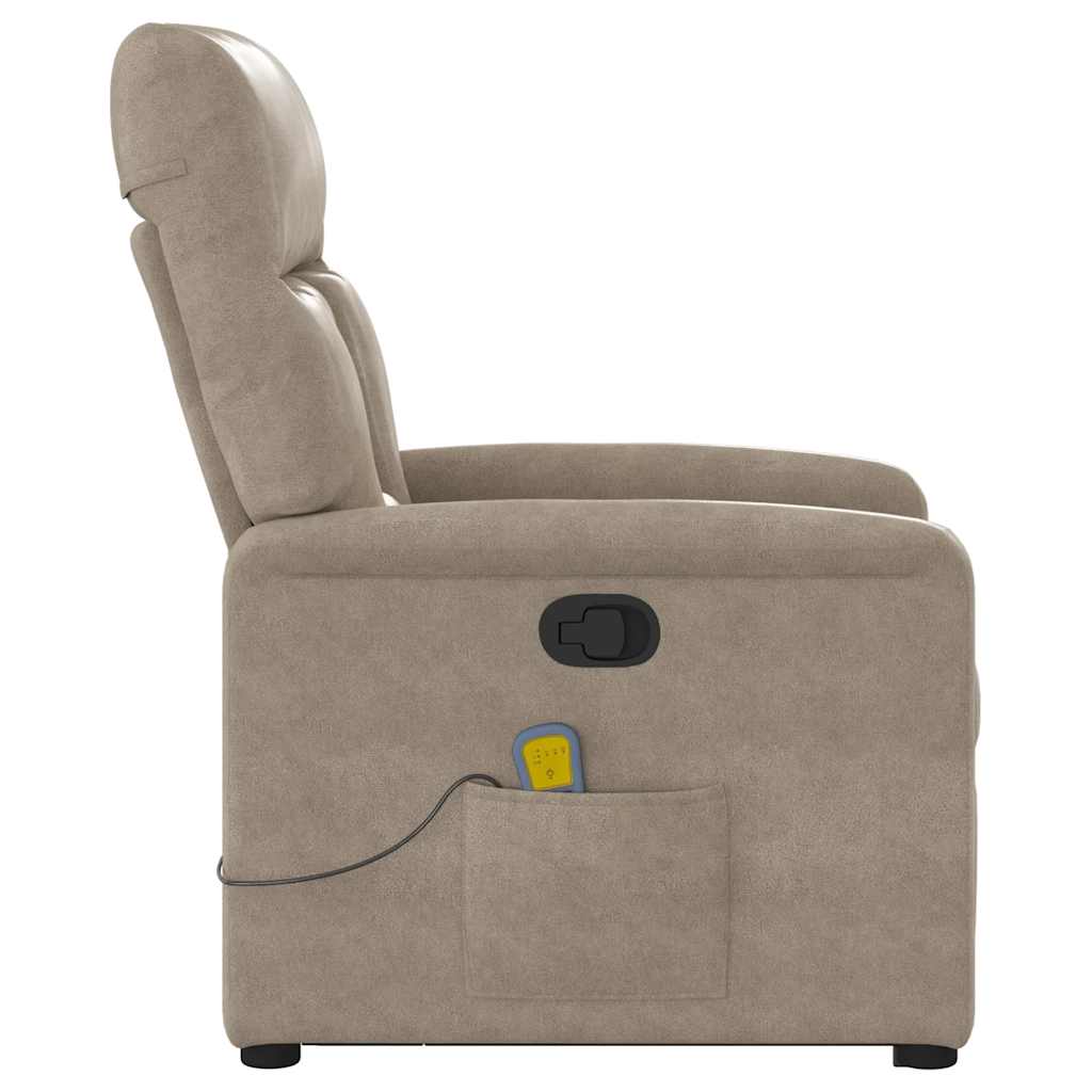 Massagesessel mit Aufstehhilfe Taupe Mikrofasergewebe