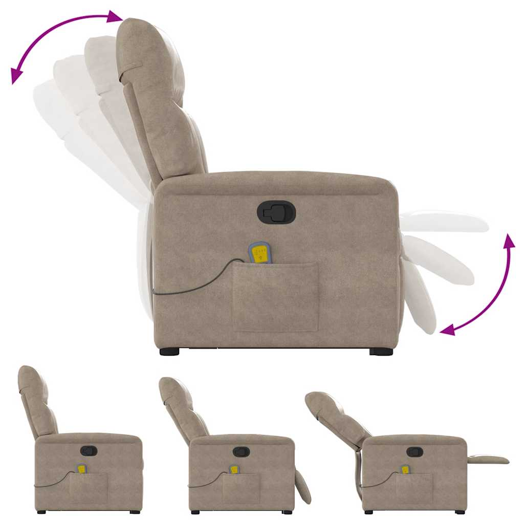 Massagesessel mit Aufstehhilfe Taupe Mikrofasergewebe