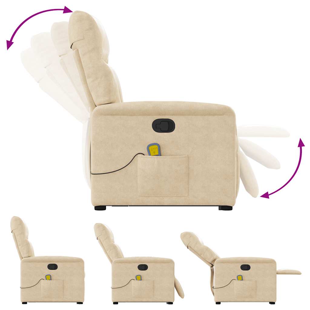 Massagesessel mit Aufstehhilfe Creme Mikrofasergewebe
