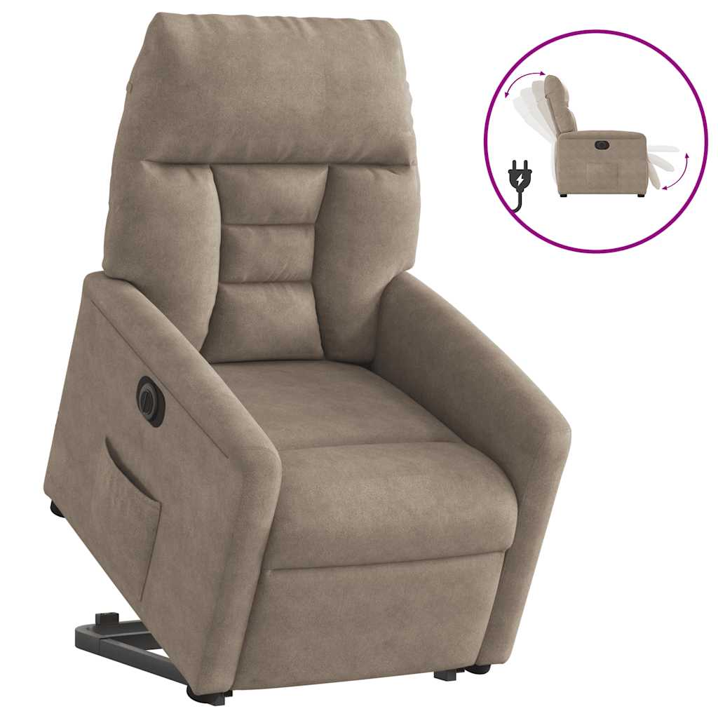 Relaxsessel mit Aufstehhilfe Elektrisch Taupe Mikrofasergewebe