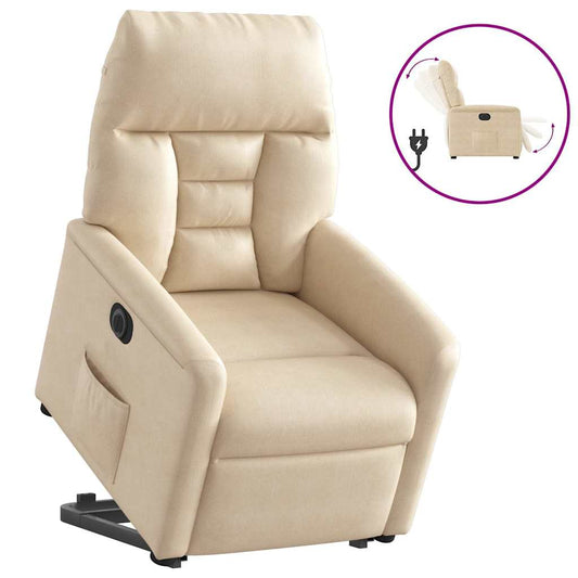 Relaxsessel mit Aufstehhilfe Elektrisch Creme Mikrofasergewebe