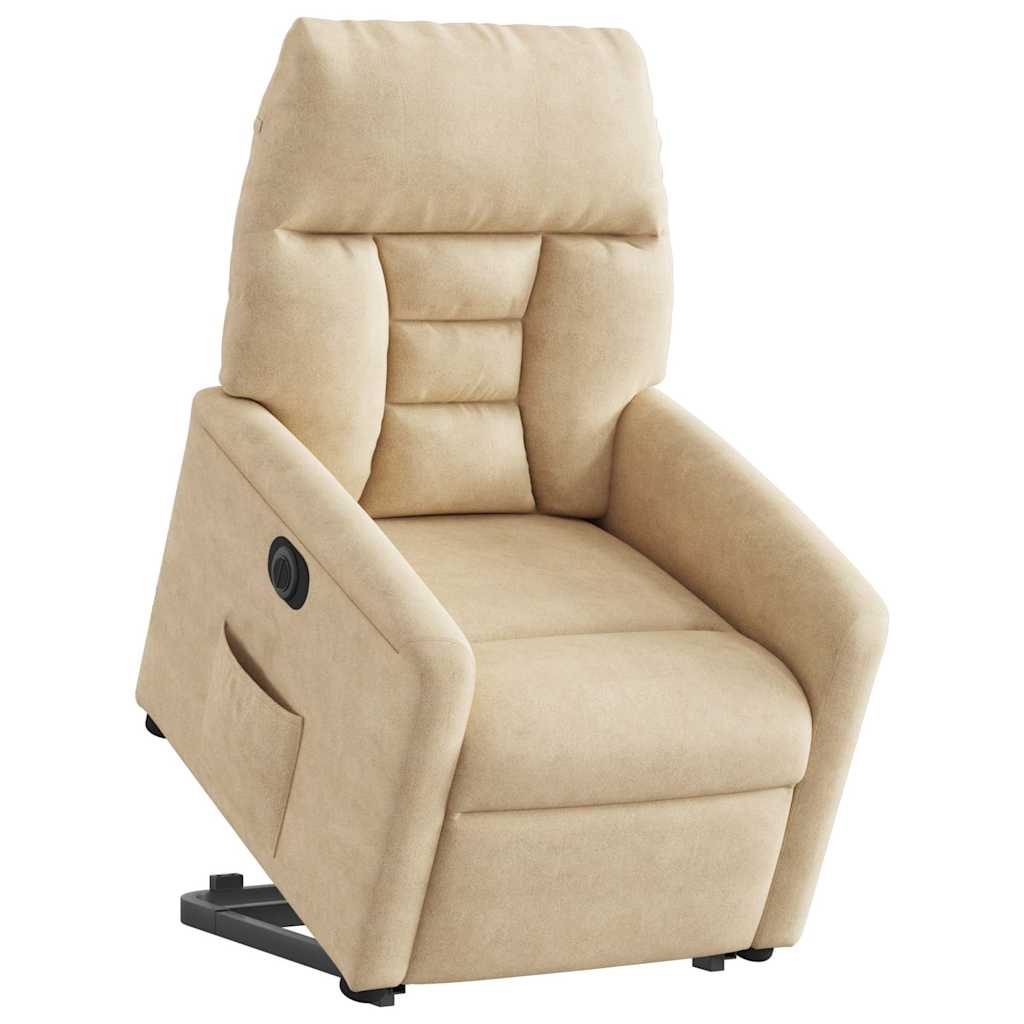 Relaxsessel mit Aufstehhilfe Elektrisch Creme Mikrofasergewebe