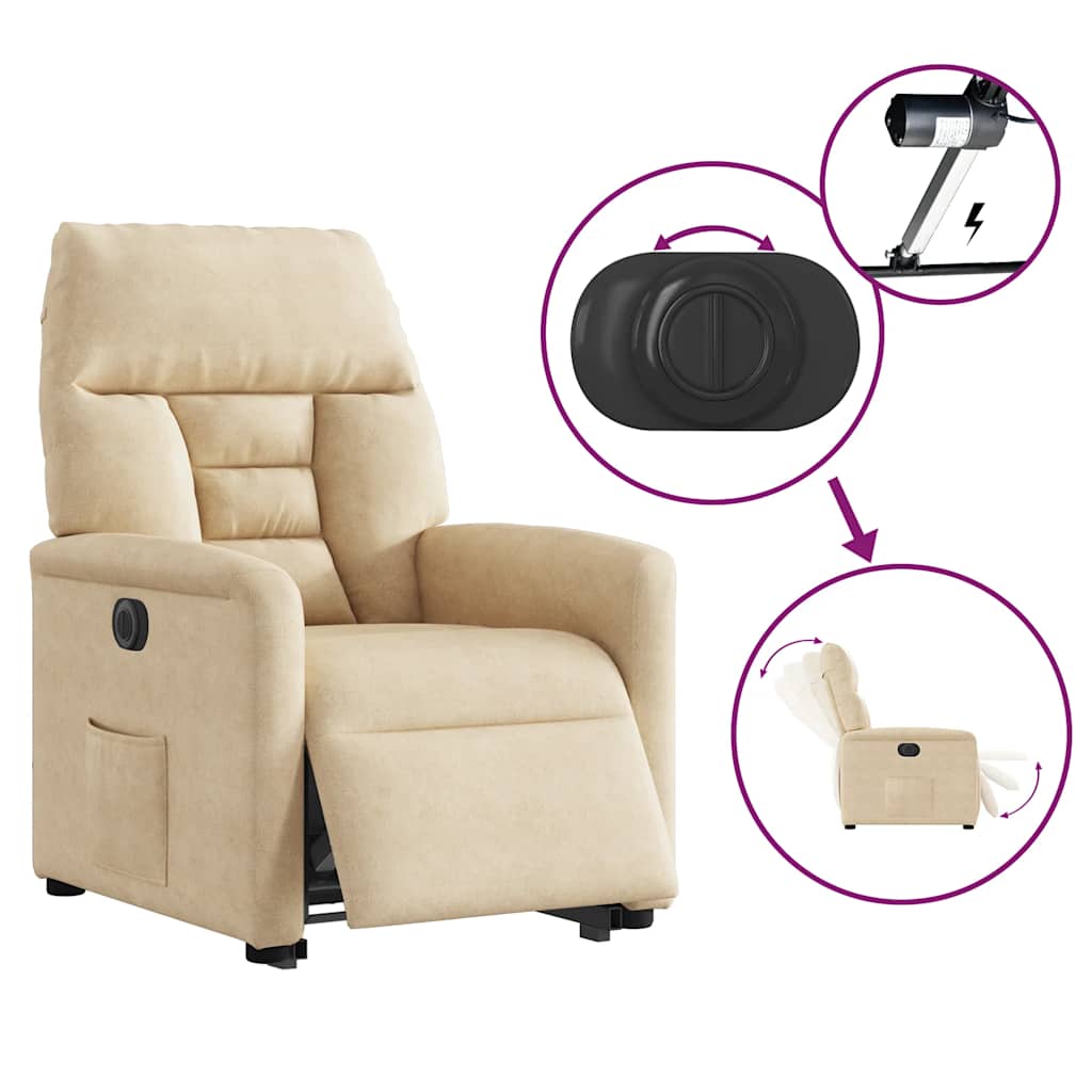 Relaxsessel mit Aufstehhilfe Elektrisch Creme Mikrofasergewebe
