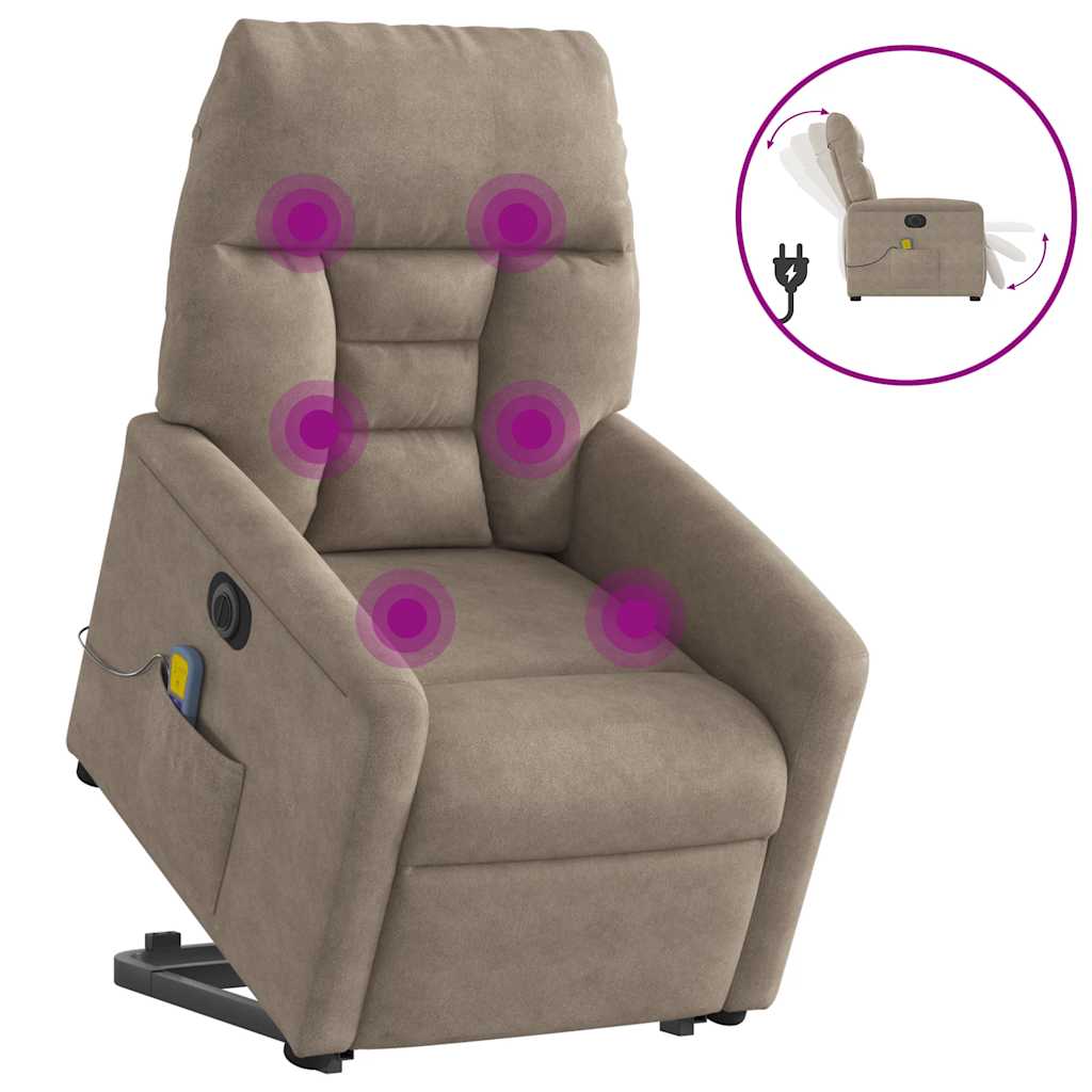 Massagesessel Aufstehhilfe Elektrisch Taupe Mikrofasergewebe