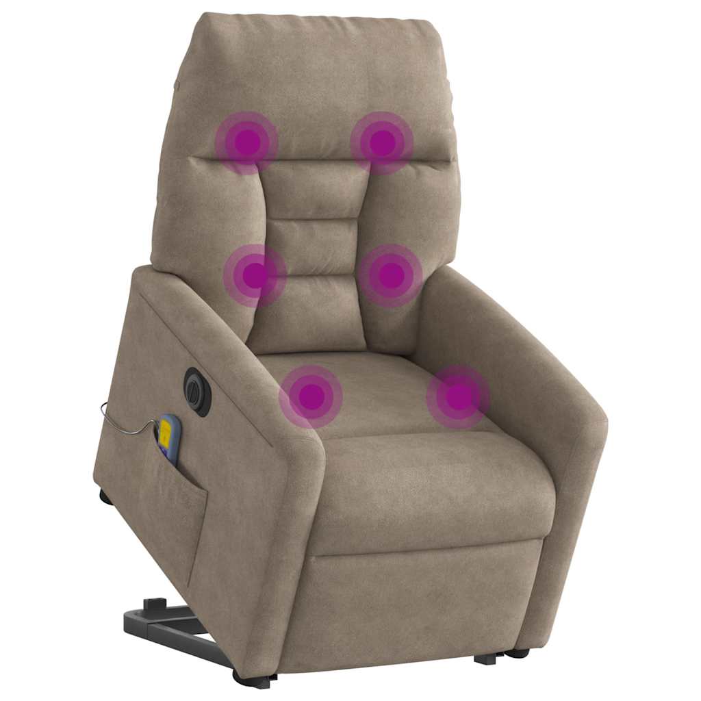 Massagesessel Aufstehhilfe Elektrisch Taupe Mikrofasergewebe