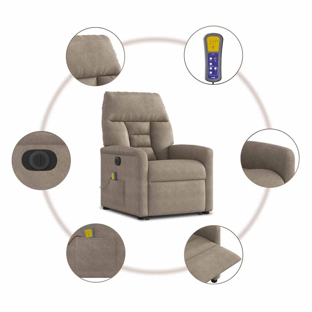 Massagesessel Aufstehhilfe Elektrisch Taupe Mikrofasergewebe