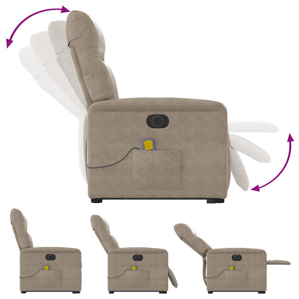 Massagesessel Aufstehhilfe Elektrisch Taupe Mikrofasergewebe