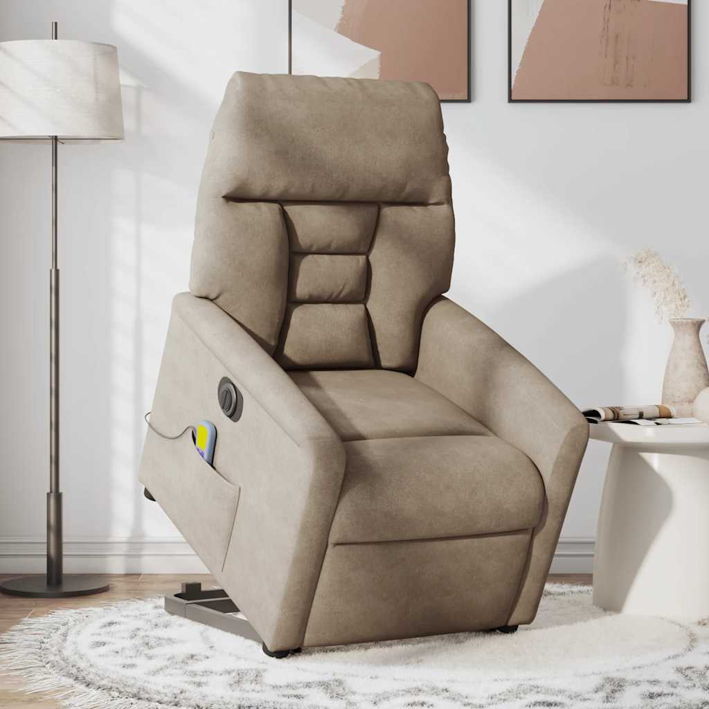 Massagesessel Aufstehhilfe Elektrisch Taupe Mikrofasergewebe