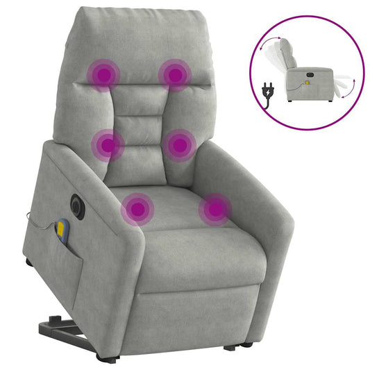 Massagesessel Aufstehhilfe Elektrisch Hellgrau Mikrofasergewebe