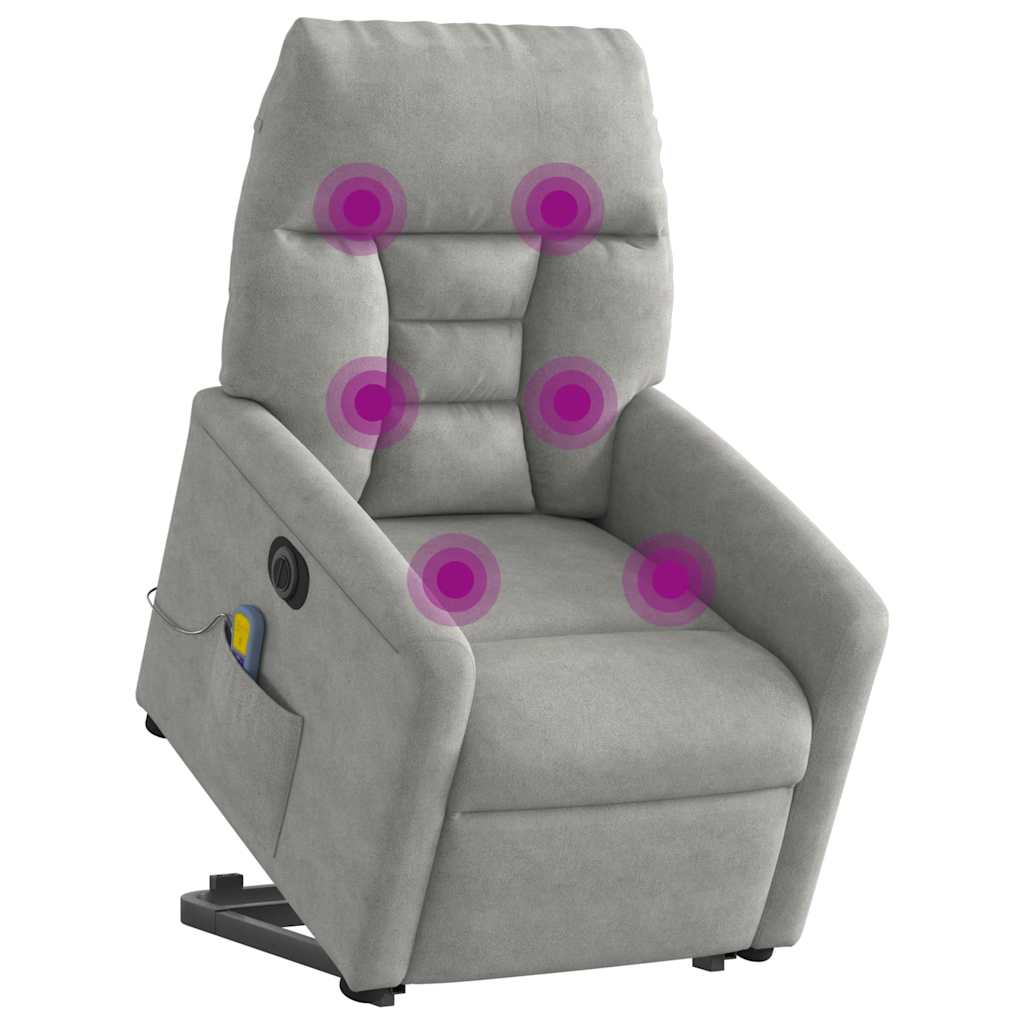 Massagesessel Aufstehhilfe Elektrisch Hellgrau Mikrofasergewebe