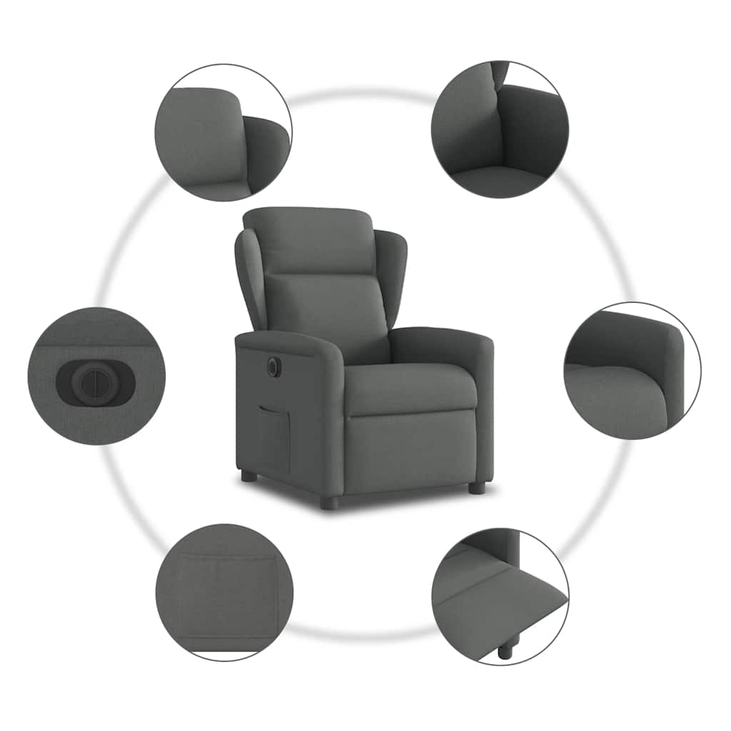 Relaxsessel Elektrisch Dunkelgrau Stoff