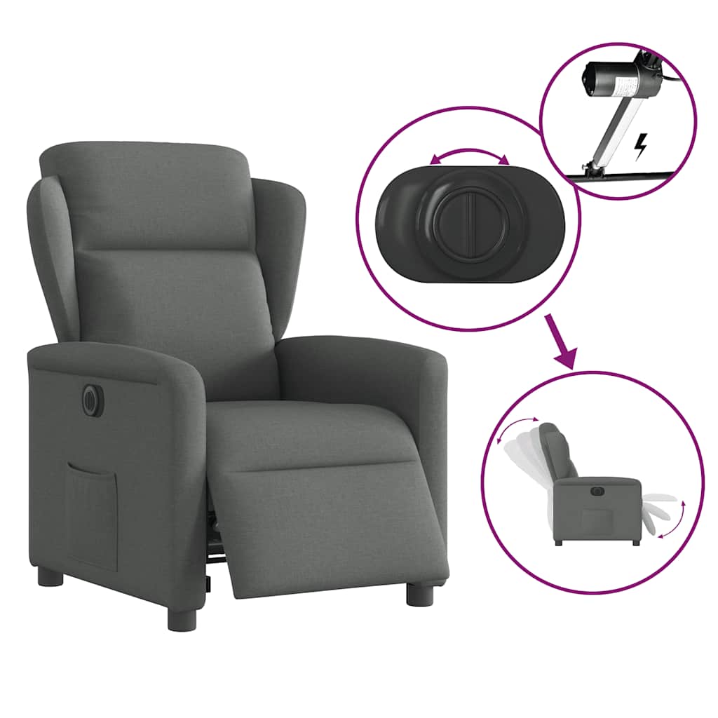 Relaxsessel Elektrisch Dunkelgrau Stoff