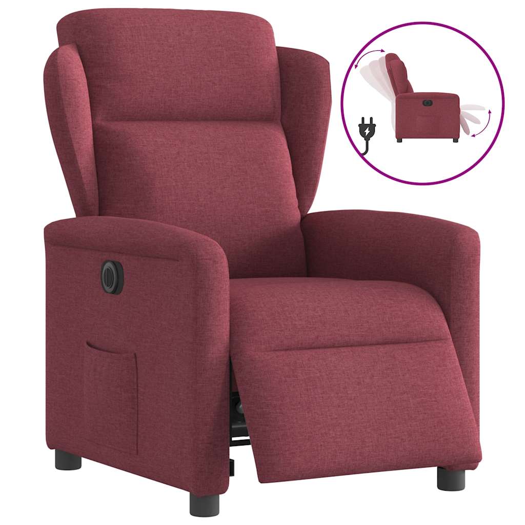 Relaxsessel Elektrisch Weinrot Stoff