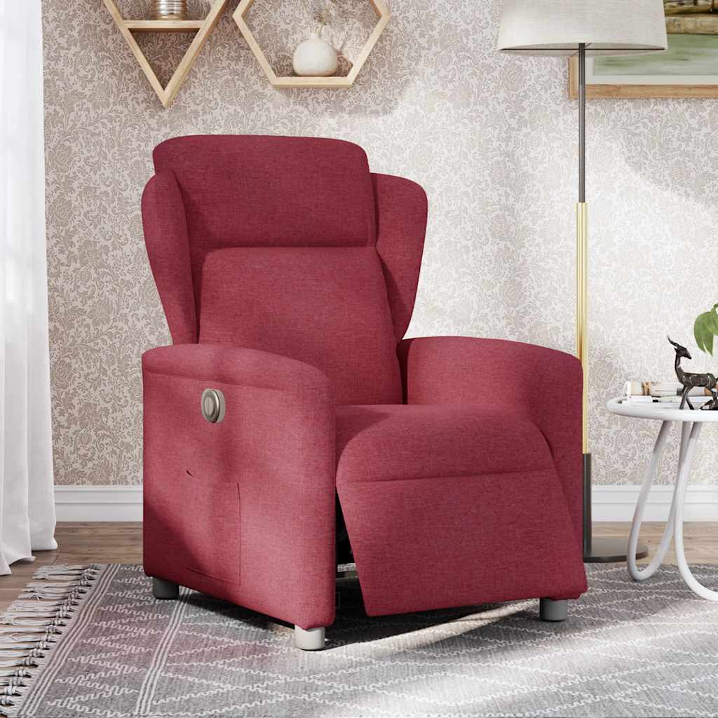 Relaxsessel Elektrisch Weinrot Stoff