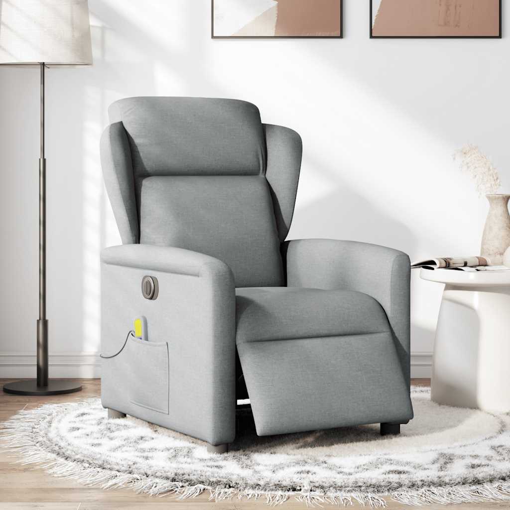 Massagesessel Elektrisch Hellgrau Stoff