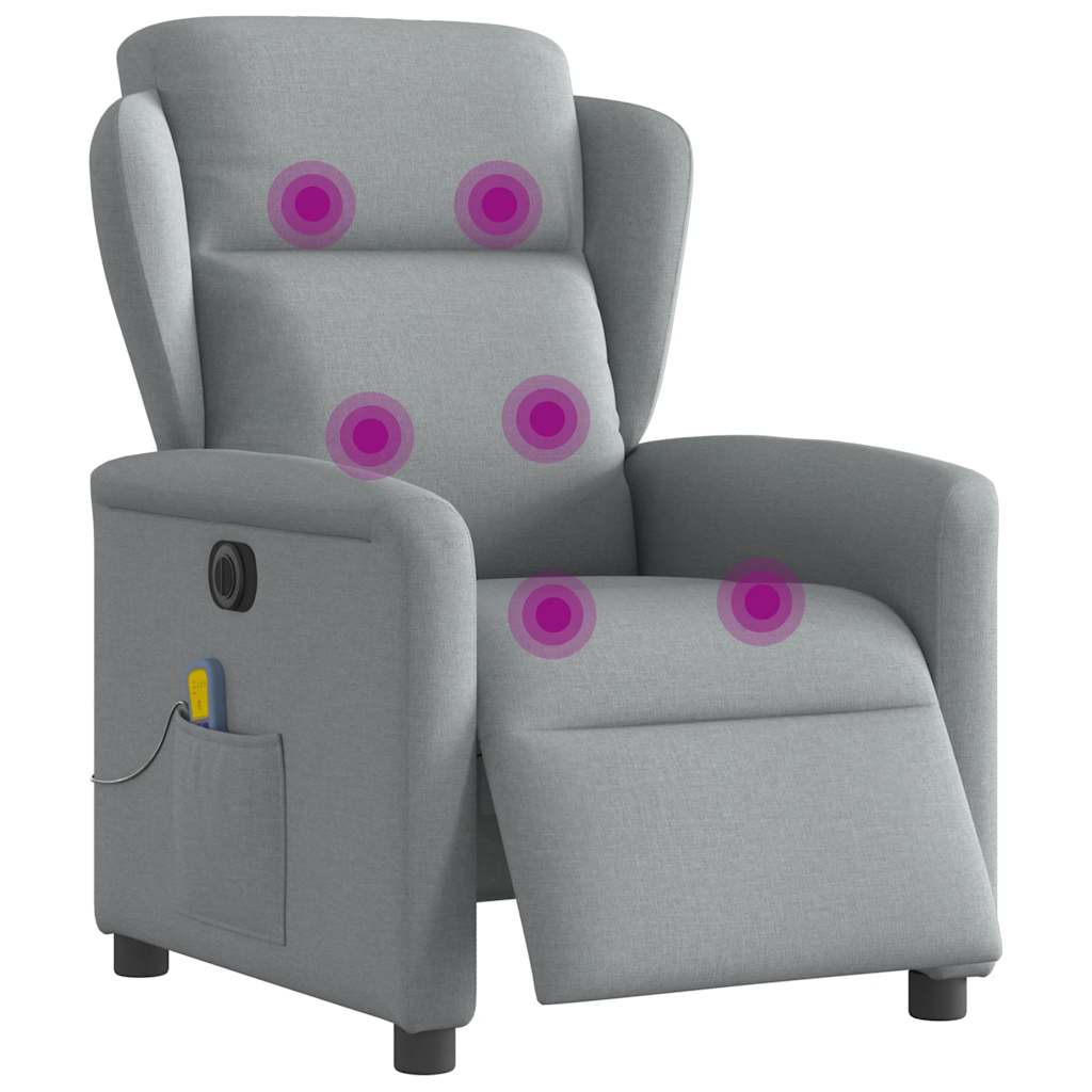 Massagesessel Elektrisch Hellgrau Stoff