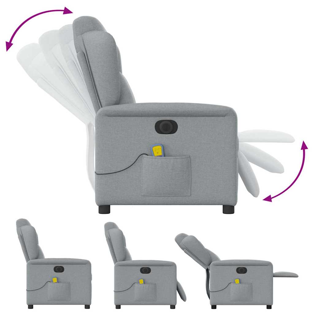 Massagesessel Elektrisch Hellgrau Stoff