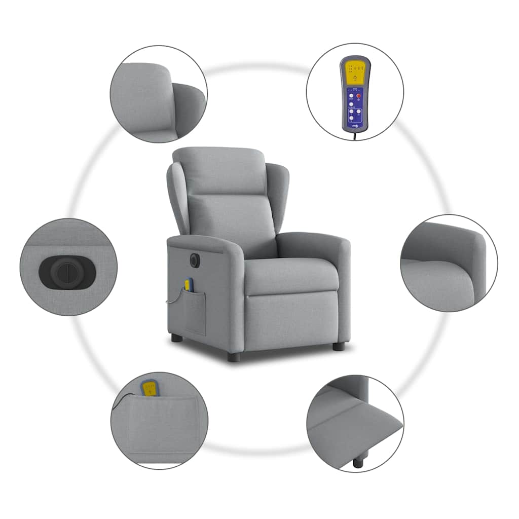Massagesessel Elektrisch Hellgrau Stoff