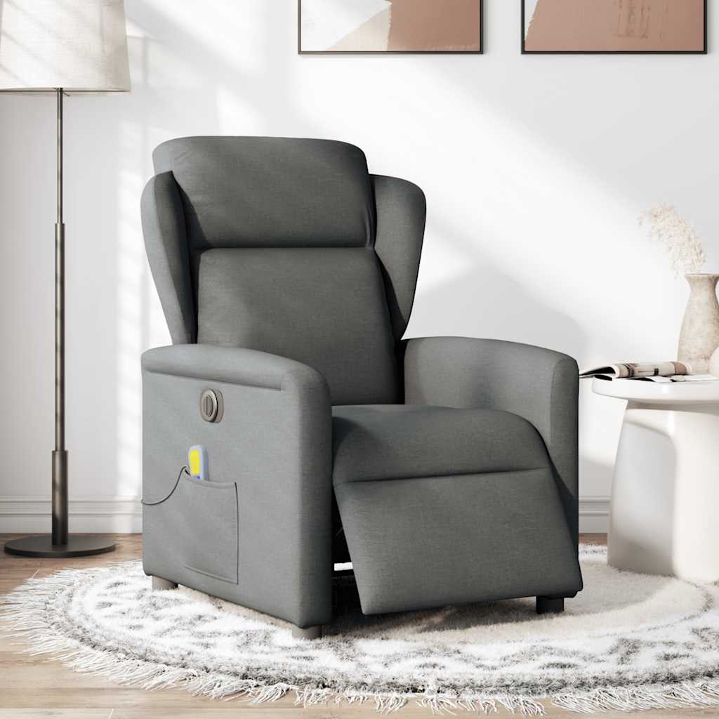 Massagesessel Elektrisch Dunkelgrau Stoff