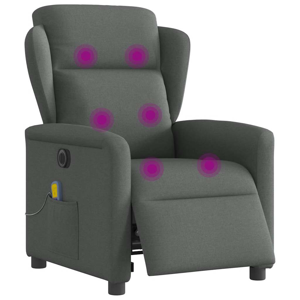 Massagesessel Elektrisch Dunkelgrau Stoff