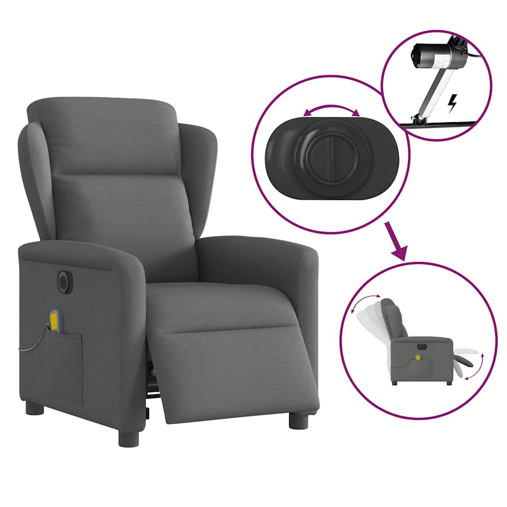 Massagesessel Elektrisch Dunkelgrau Stoff