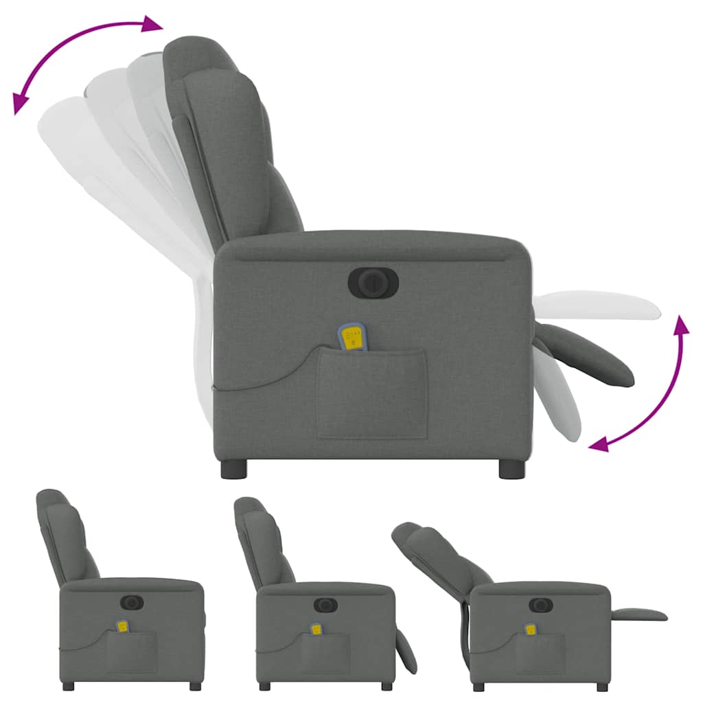 Massagesessel Elektrisch Dunkelgrau Stoff