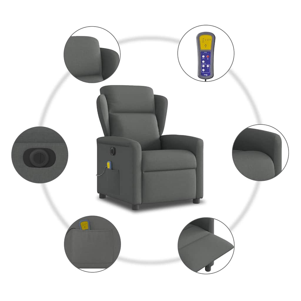 Massagesessel Elektrisch Dunkelgrau Stoff