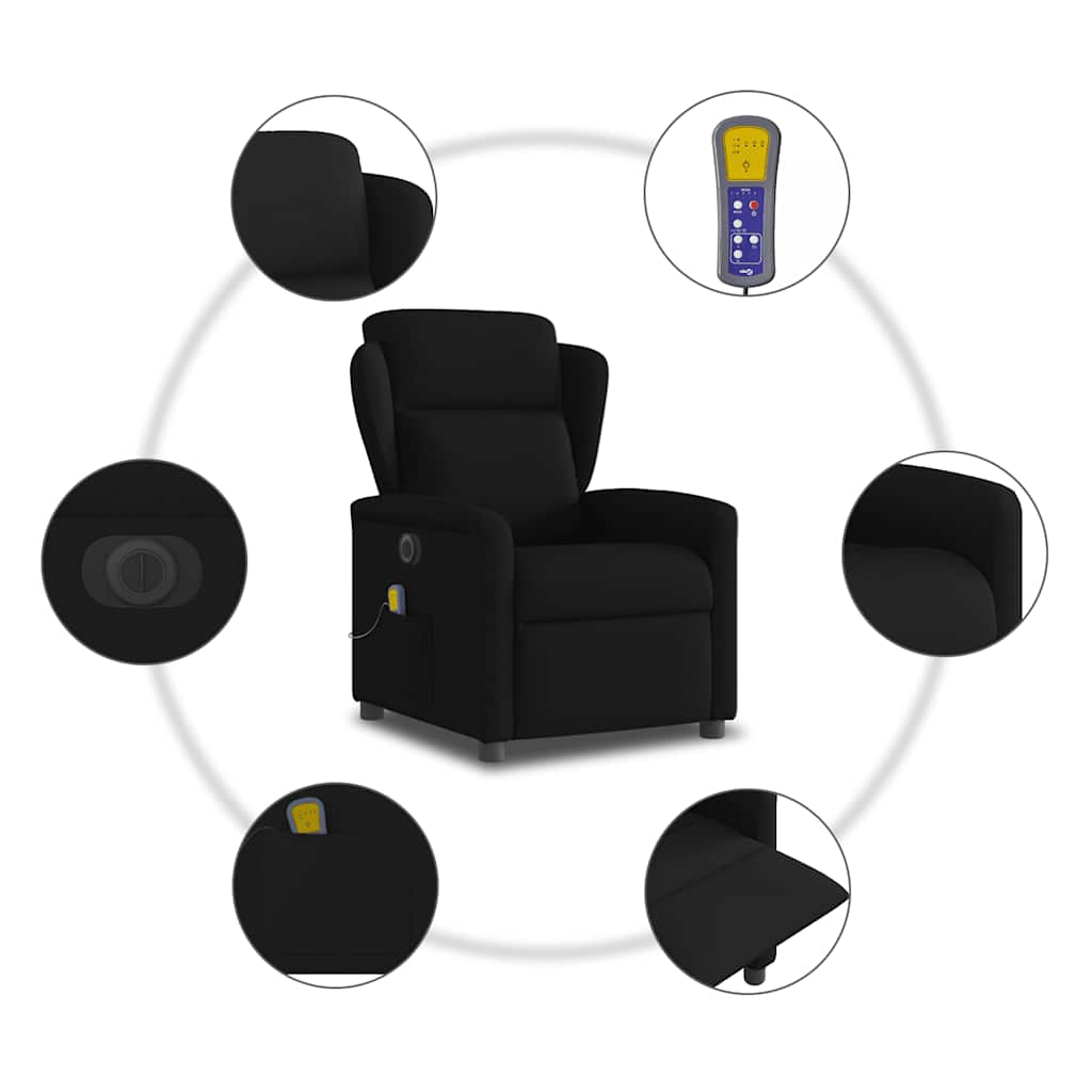 Massagesessel Elektrisch Schwarz Stoff