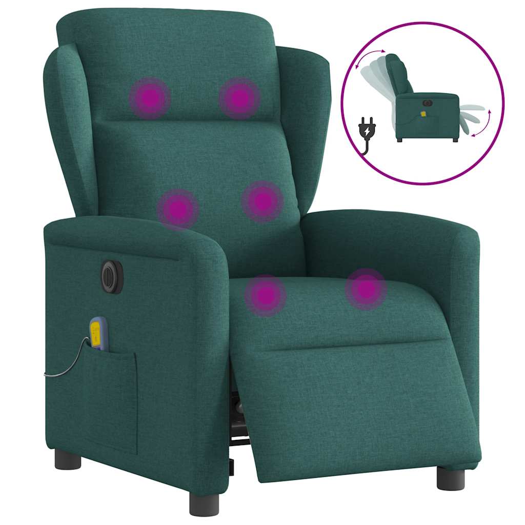 Massagesessel Elektrisch Dunkelgrün Stoff