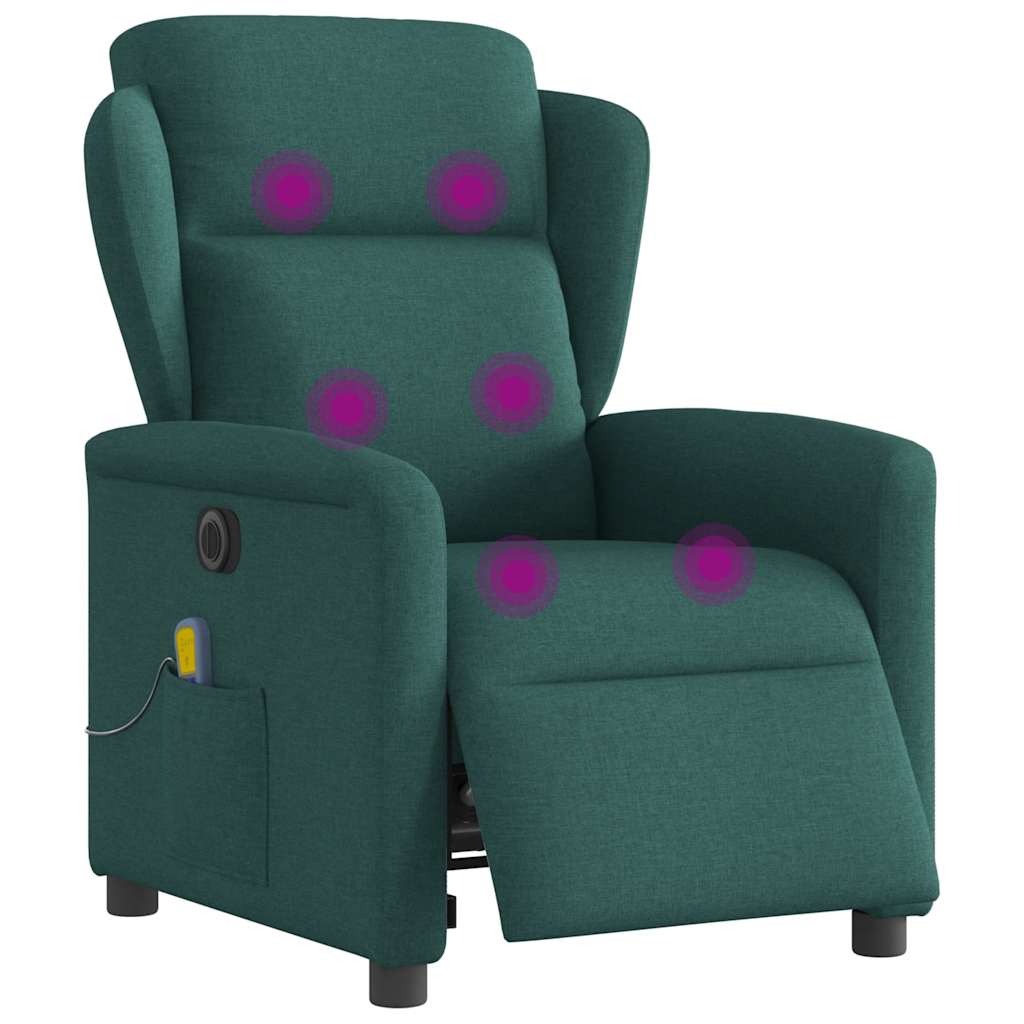 Massagesessel Elektrisch Dunkelgrün Stoff