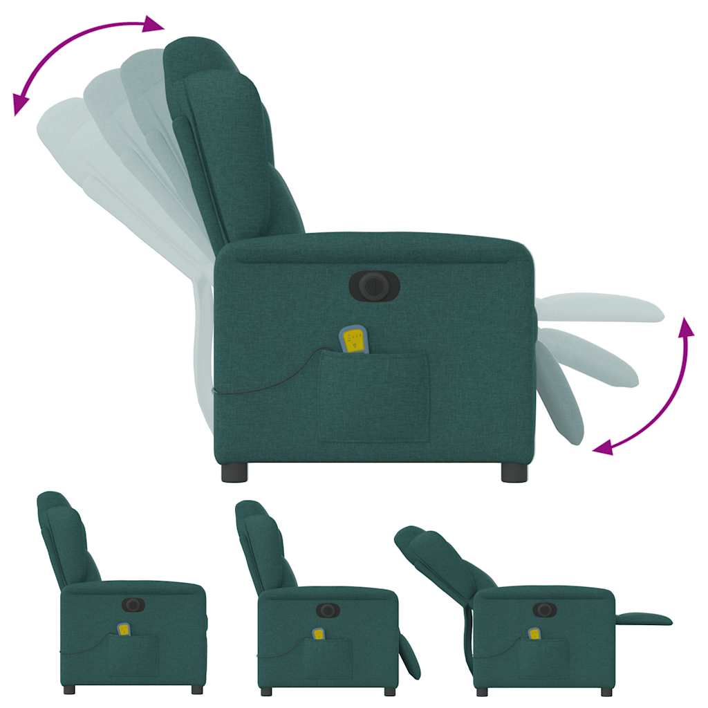 Massagesessel Elektrisch Dunkelgrün Stoff