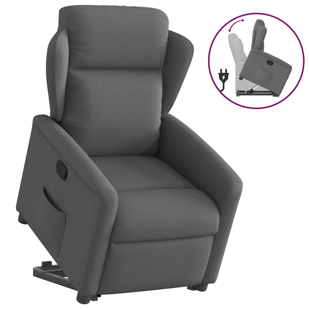 Relaxsessel mit Aufstehhilfe Dunkelgrau Stoff