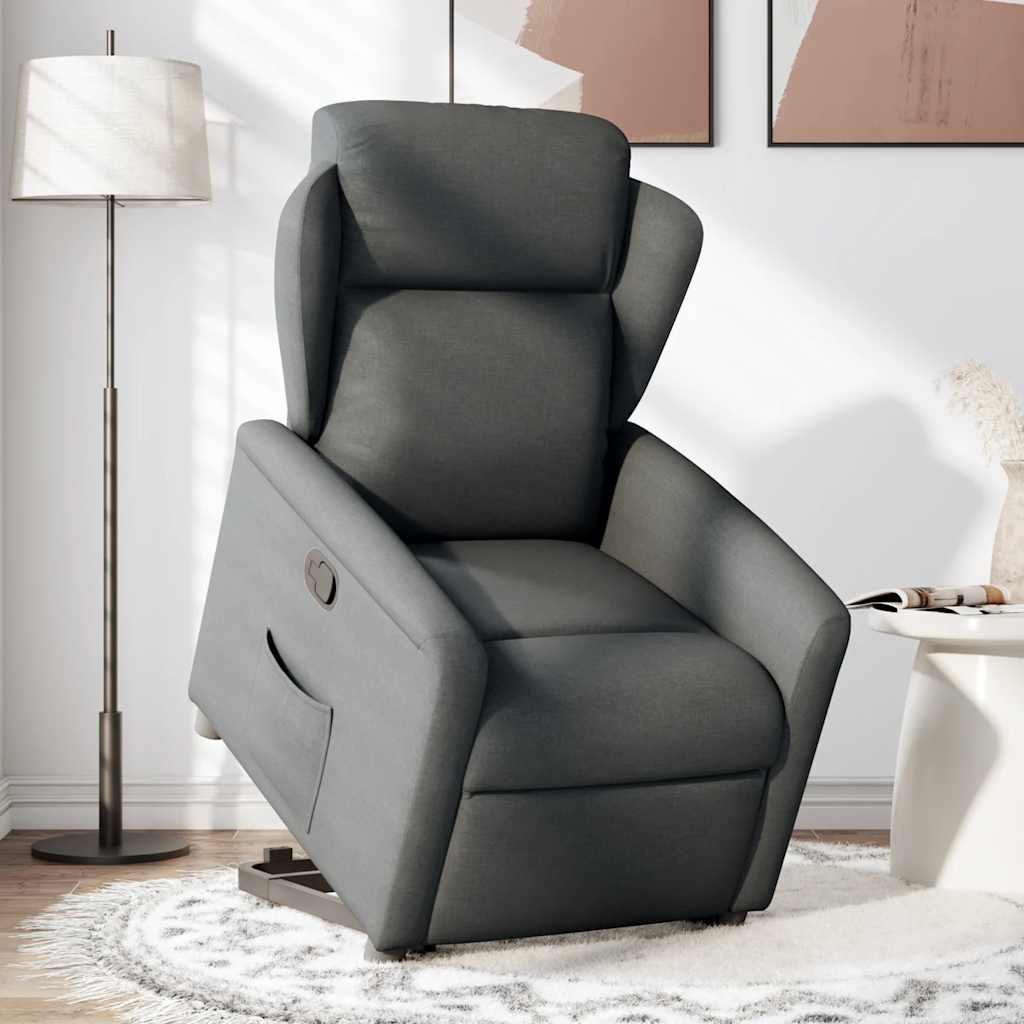 Relaxsessel mit Aufstehhilfe Dunkelgrau Stoff