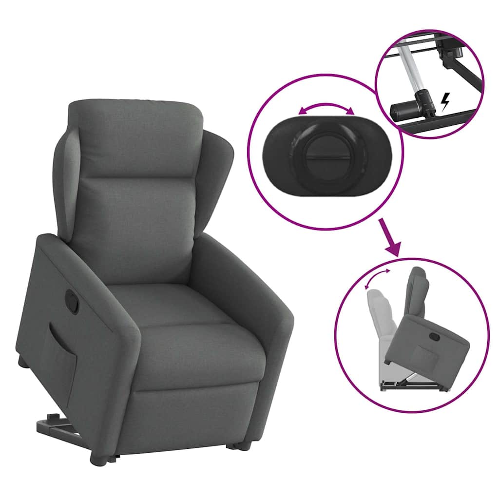 Relaxsessel mit Aufstehhilfe Dunkelgrau Stoff