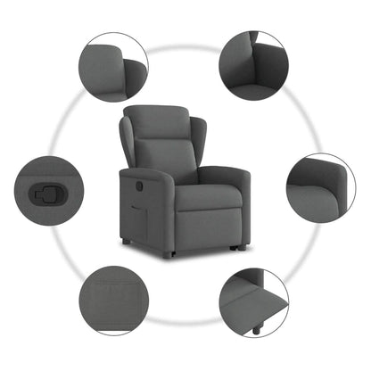 Relaxsessel mit Aufstehhilfe Dunkelgrau Stoff