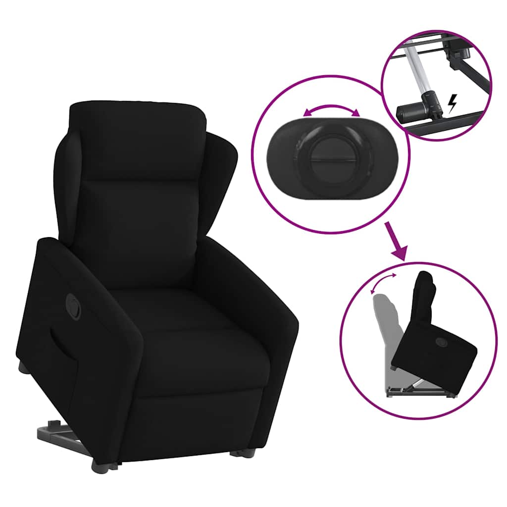 Relaxsessel mit Aufstehhilfe Schwarz Stoff